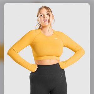 Gymshark Yellow Marl Vital Seamless 2.0 Long Sleeve Crop Top Size M